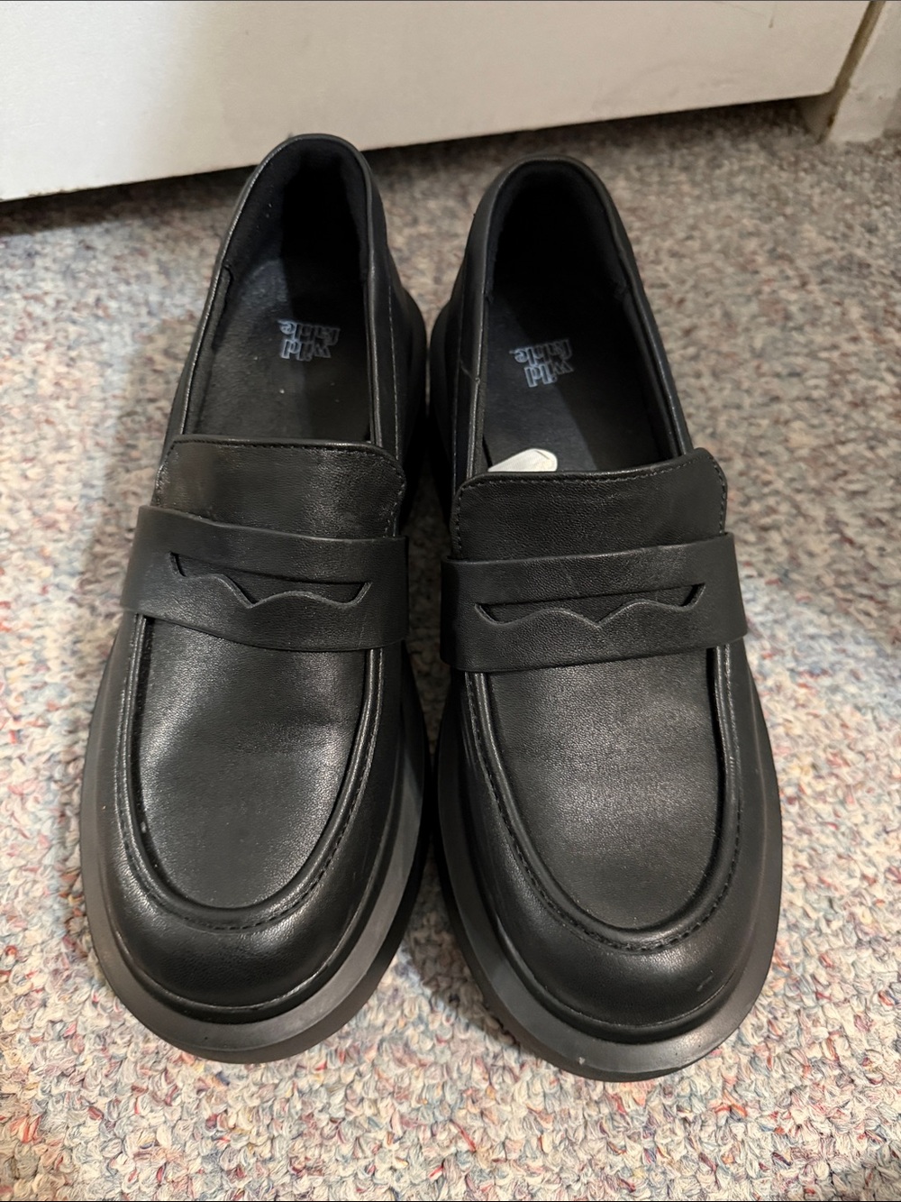wild fable Men's Black Slip-On Penny Loafers with Platform Sole